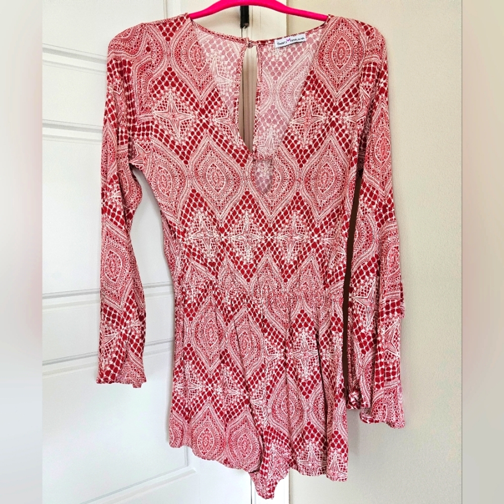 Red and white keyhole romper